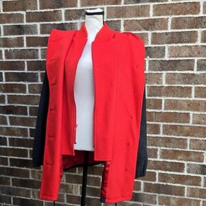 Vintage Mackintosh Gray Hooded Wool Cape Coat Red Lining Size 12 USA Made